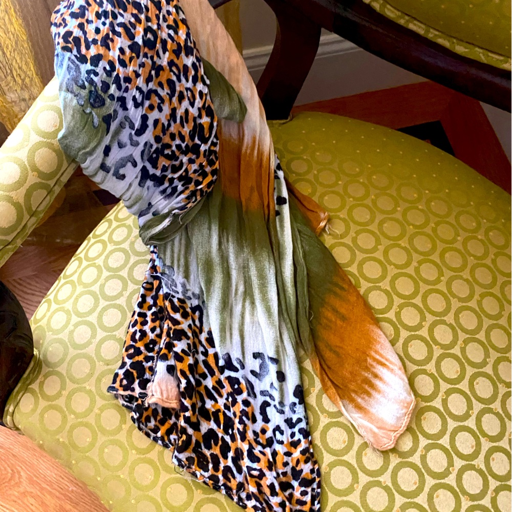 Animal print cotton scarf